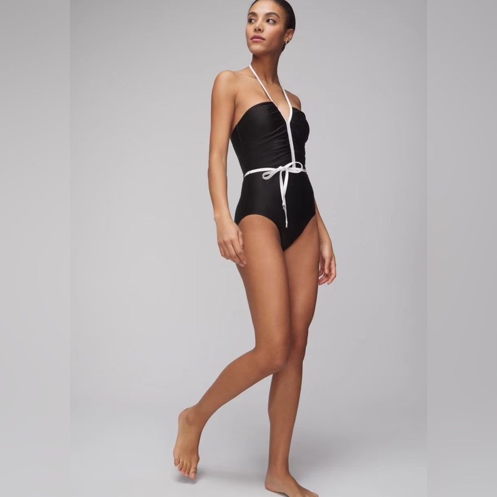 WHBM Retro Ruched One Piece Halter Swimsuit - Picture 3 of 6